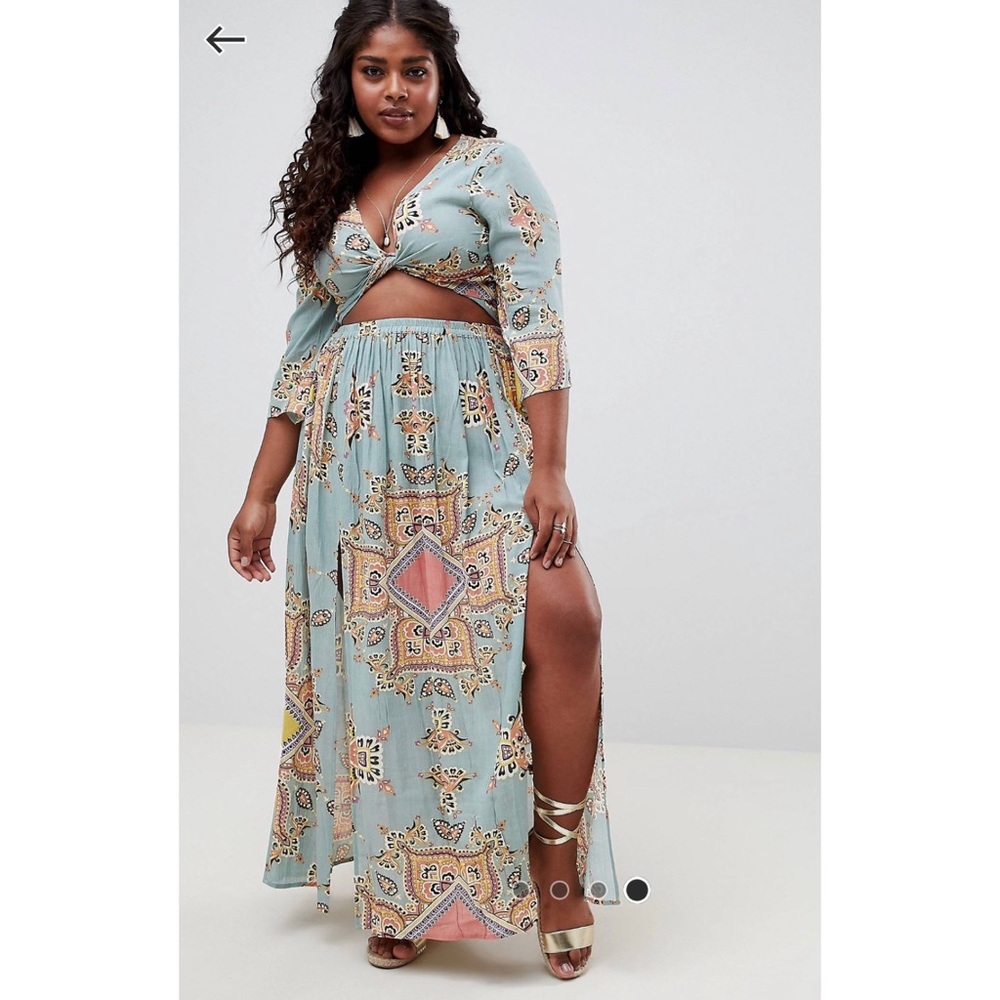 ASOS curve mint paisley print 2 piece set